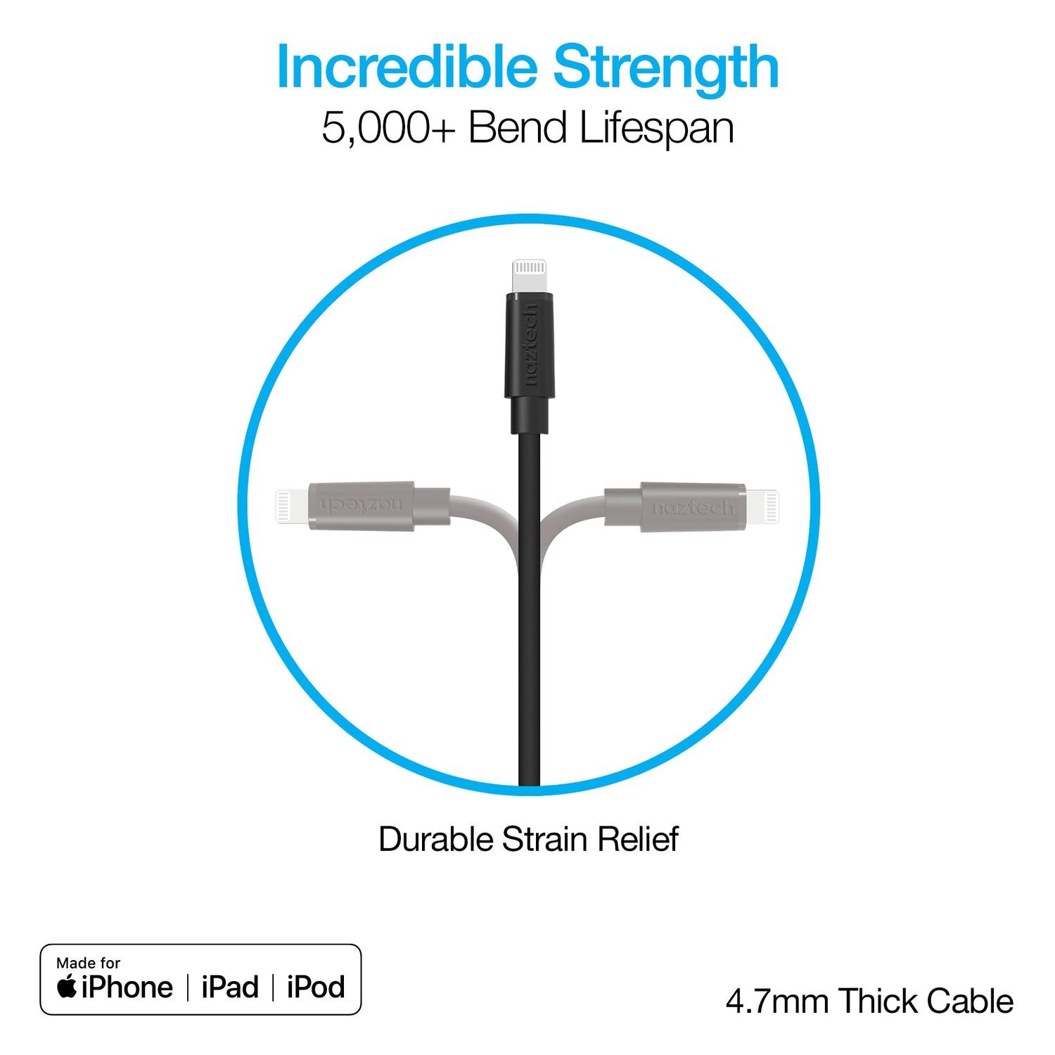 Naztech Fast Charge USB-C to MFi Lightning Cable 12ft