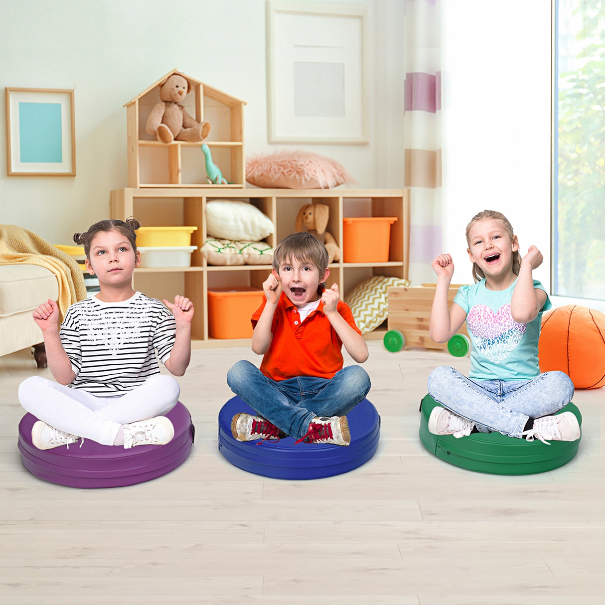 6 Pieces 15 Inch Round Toddler Floor Cushions for Kids