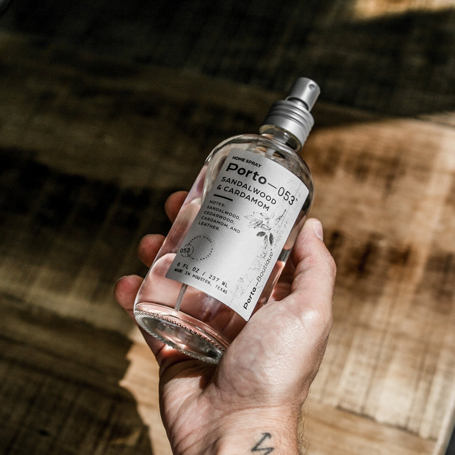 Room Spray – Linen & Fabric Freshener – High Fragrance Concentration Porto-053 – Vegan & Handmade in USA – 4 oz Clear Glass Bottle