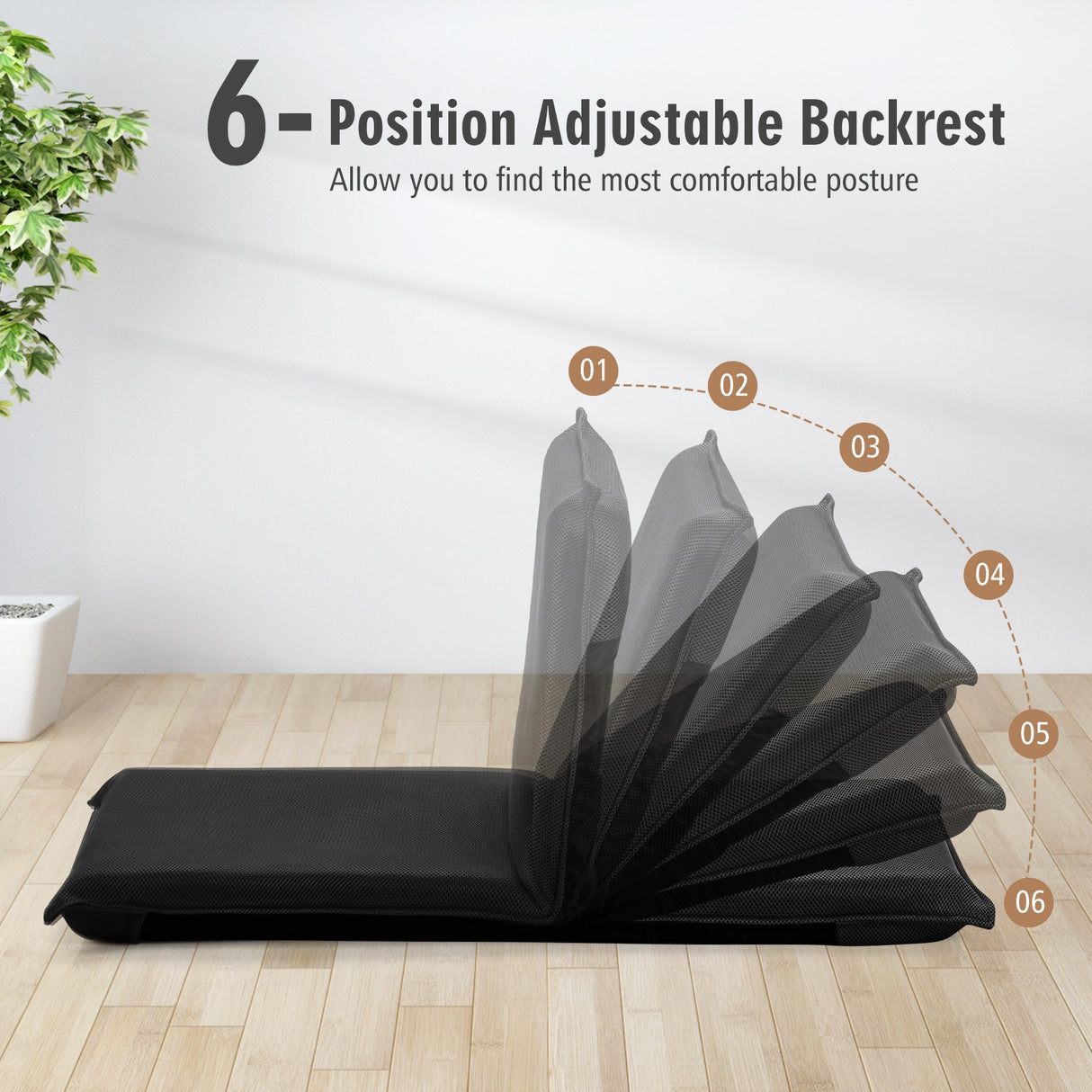 Adjustable 6 Positions Folding Lazy Man Sofa Chair Floor Chair