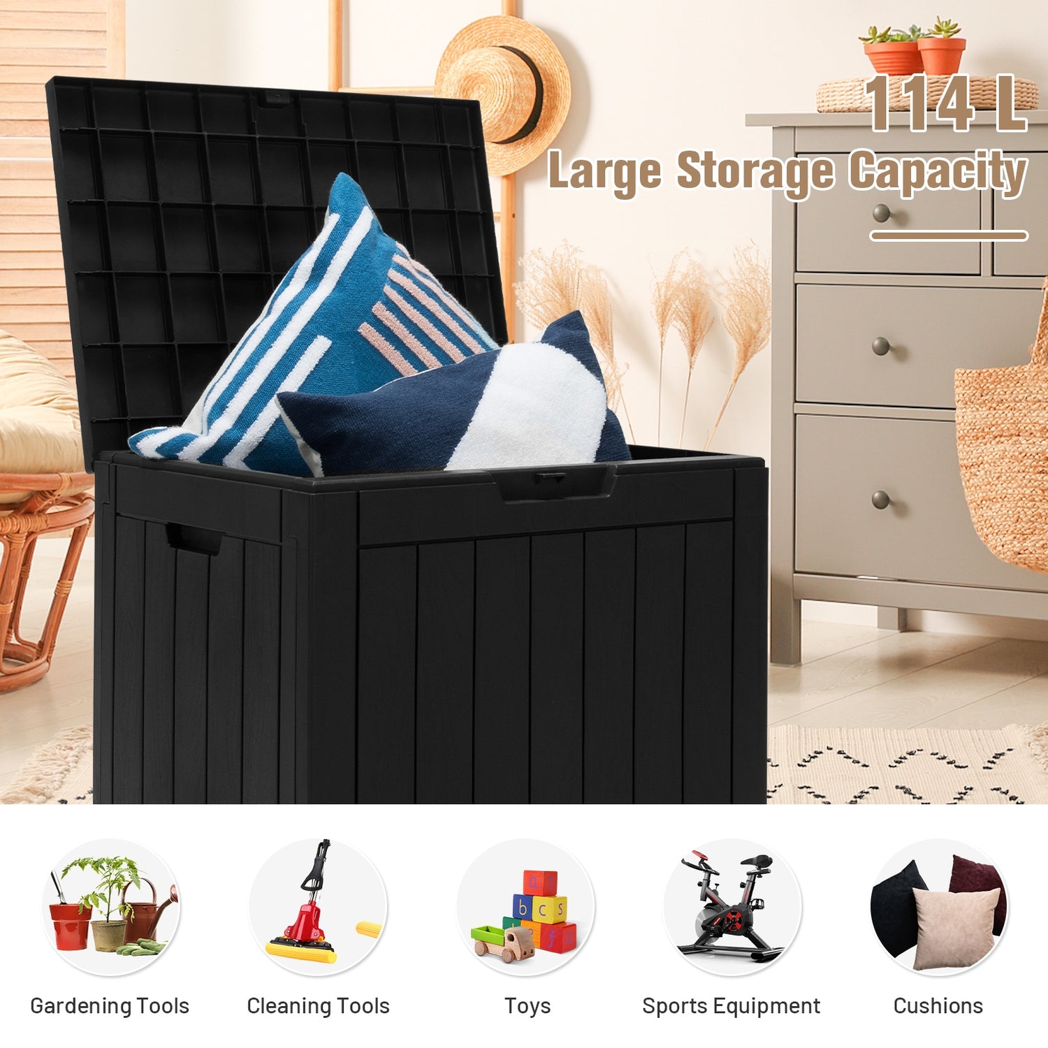 30 Gallon Deck Box Storage Container Seating Tools