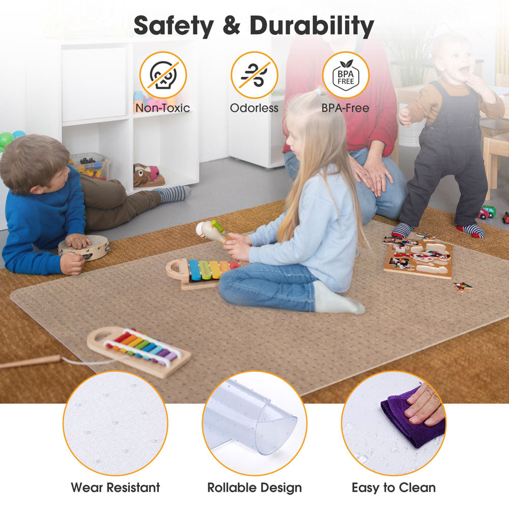 Yescom 48x36 Plastic Studded Chair Mat for Low Pile Carpet