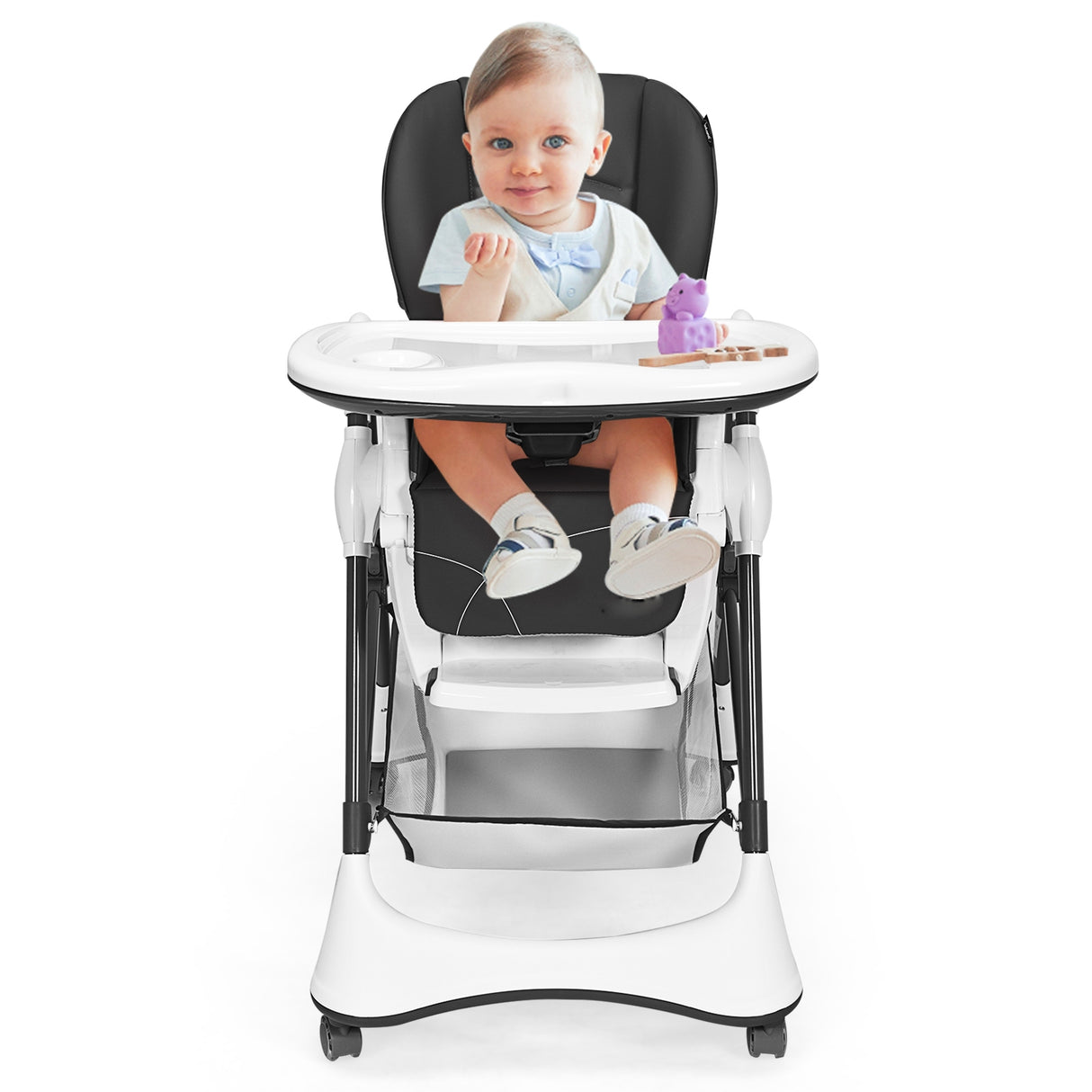 A-Shaped High Chair with 4 Lockable Wheels