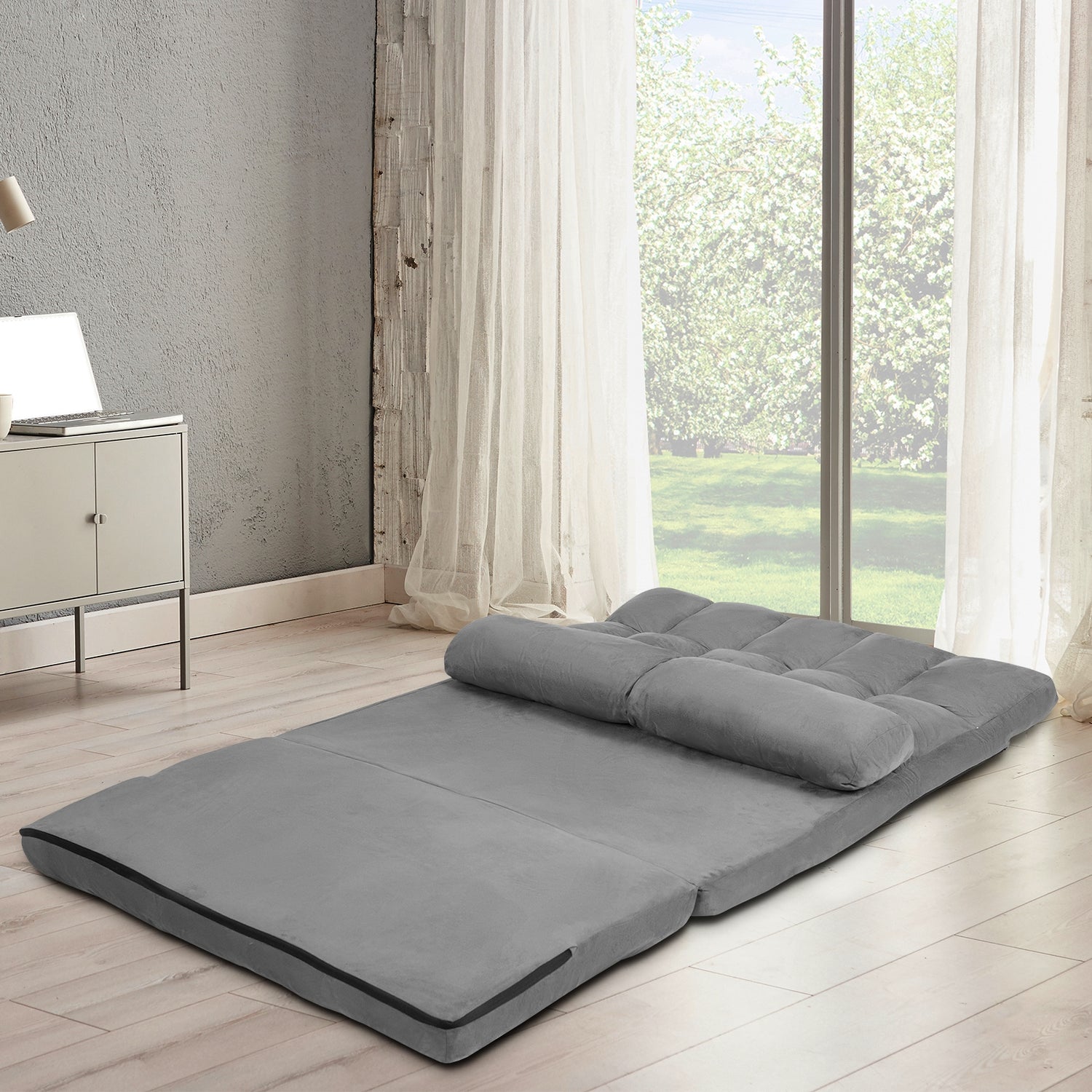6-Position Foldable Floor Sofa Bed with Detachable Cloth Cover