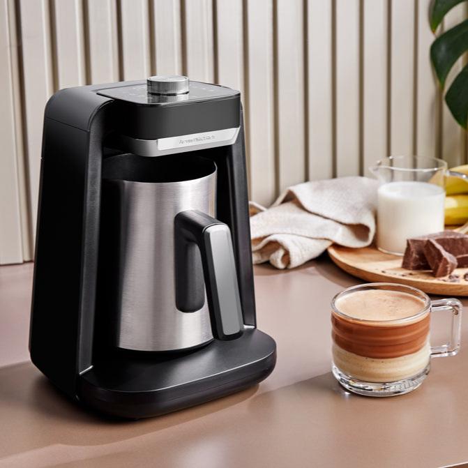 Arzum Okka Rich Spin Pro Turkish Coffee and Hot Beverage Maker, Velvetiser, Milk Frother, 120V, 5 Cups, Stainless Steel Cooking Pot