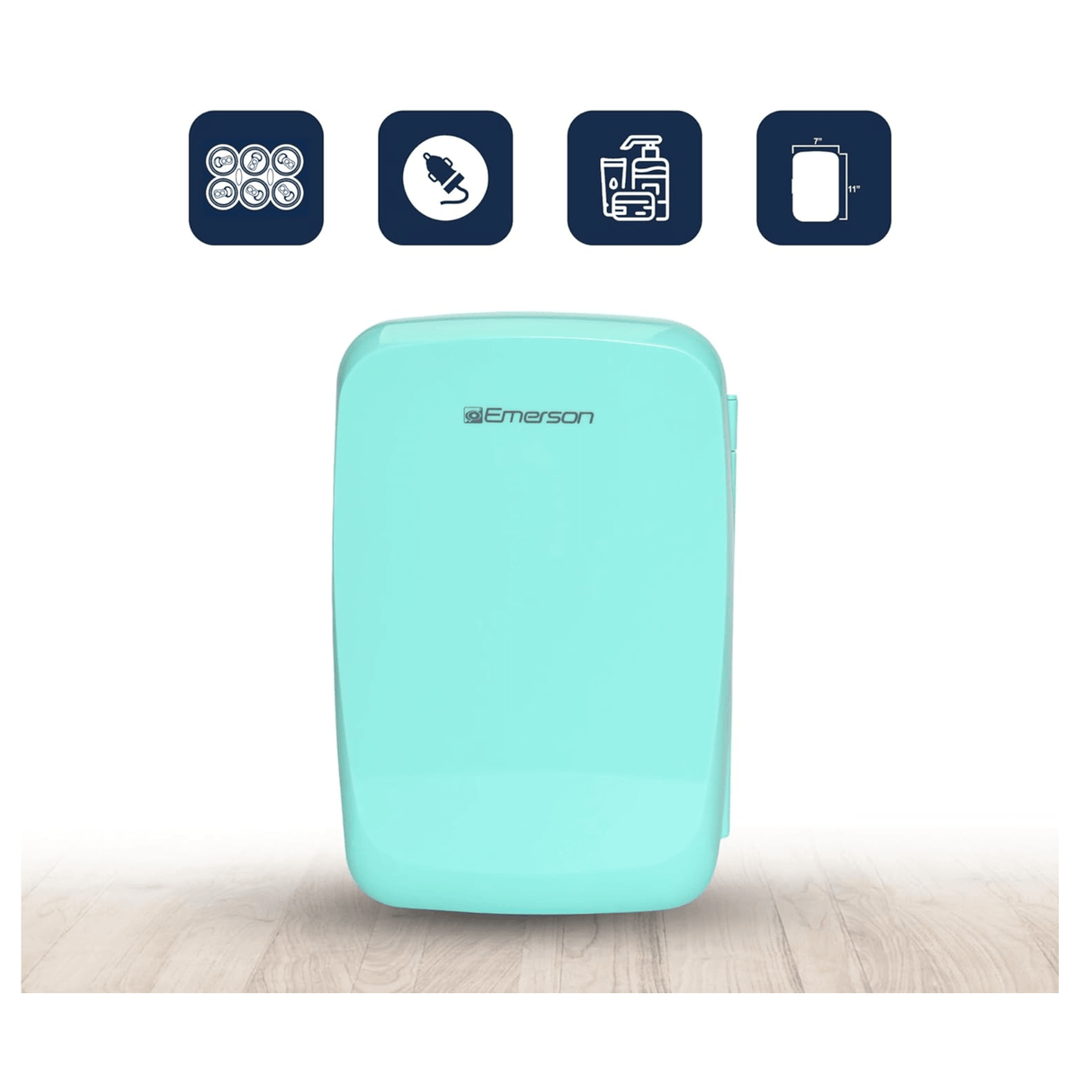 Emerson Portable Mini Fridge Cooler Quiet w Secure Latch and Holds up to 6 Cans