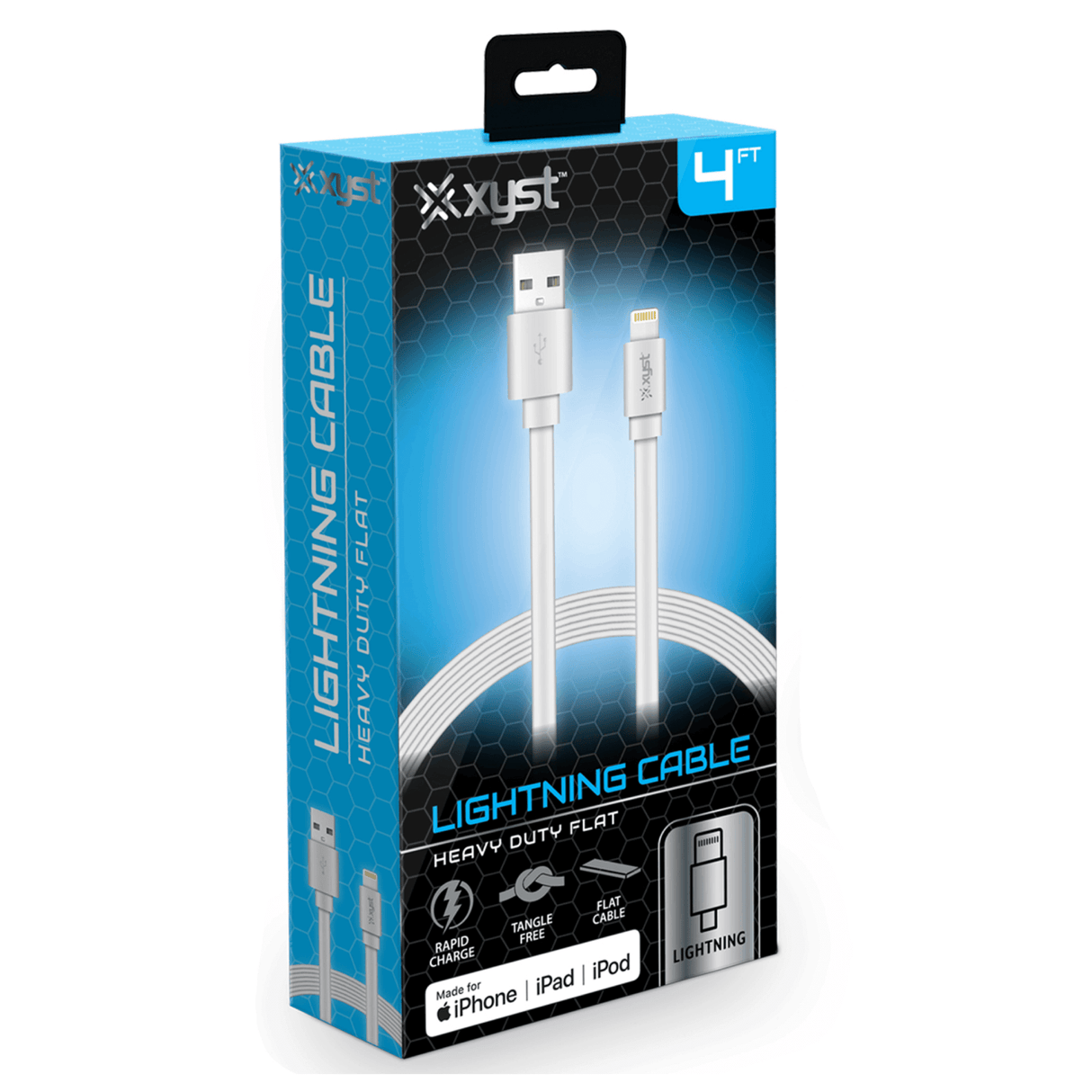 Xyst Charge and Sync USB to Lightning Flat Cable 4Ft