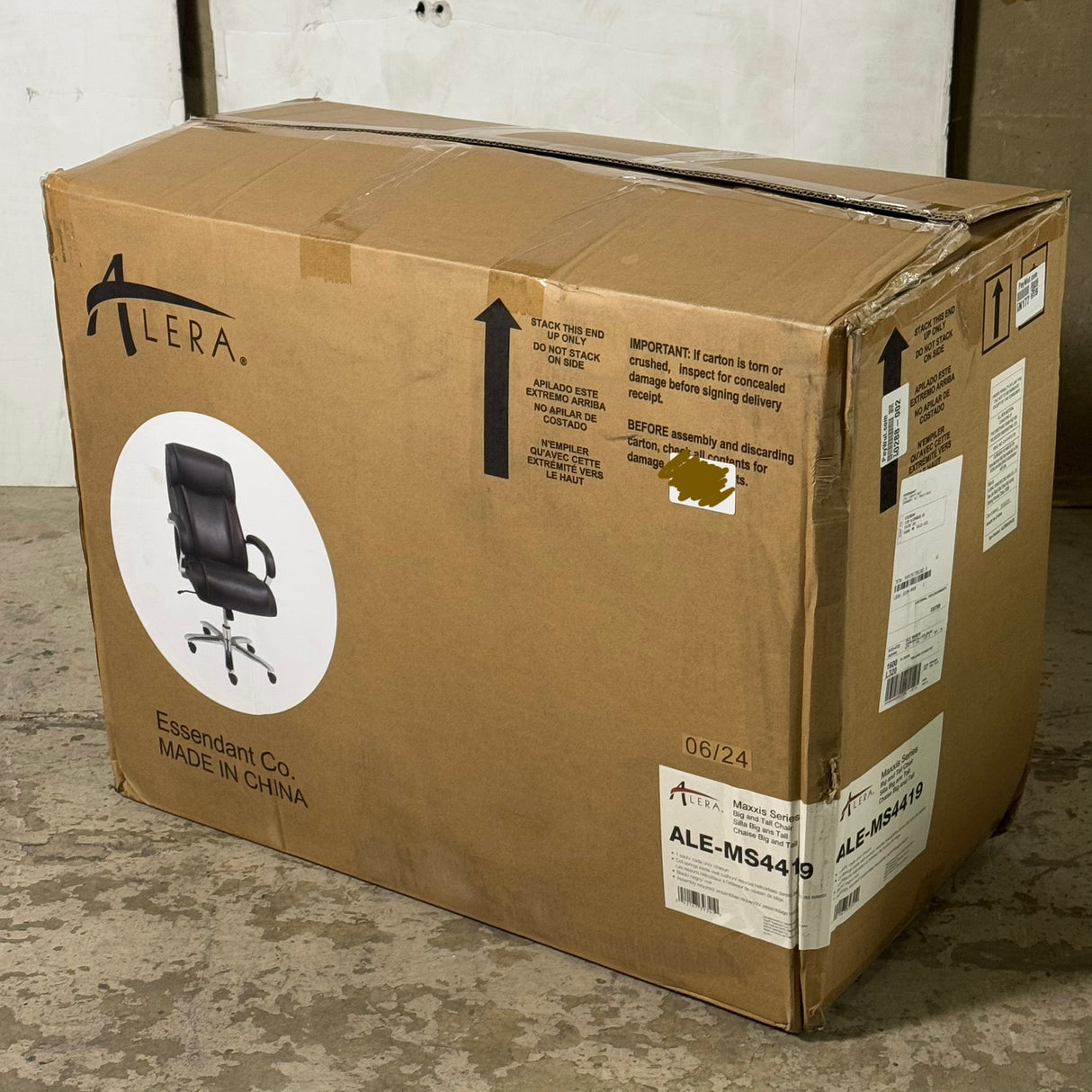 ALERA ALEMS4419 Maxxis Series Big/Tall Bonded Leather Chair - Black/Chrome Sz 32.7"Dx30.51"Wx48.2"H, Black