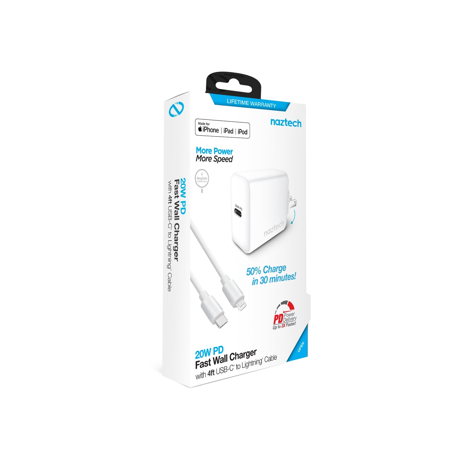 Naztech 20W PD Wall Charger + USB-C to Lightning 4ft Cable