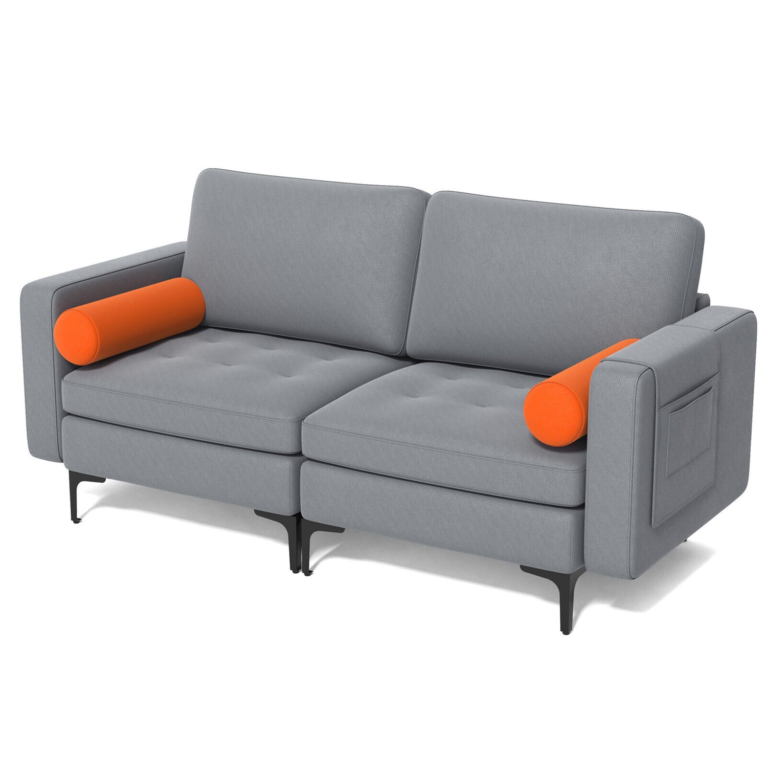 Modular 1/2/3/4-Seat L-Shaped Sectional Sofa Couch with Socket USB Port-2