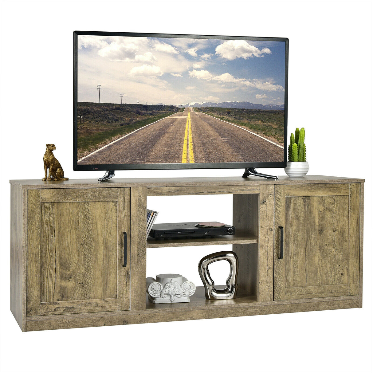 58 Inch TV Stand with 1500W Faux Fireplace for TVs up to 65 Inch