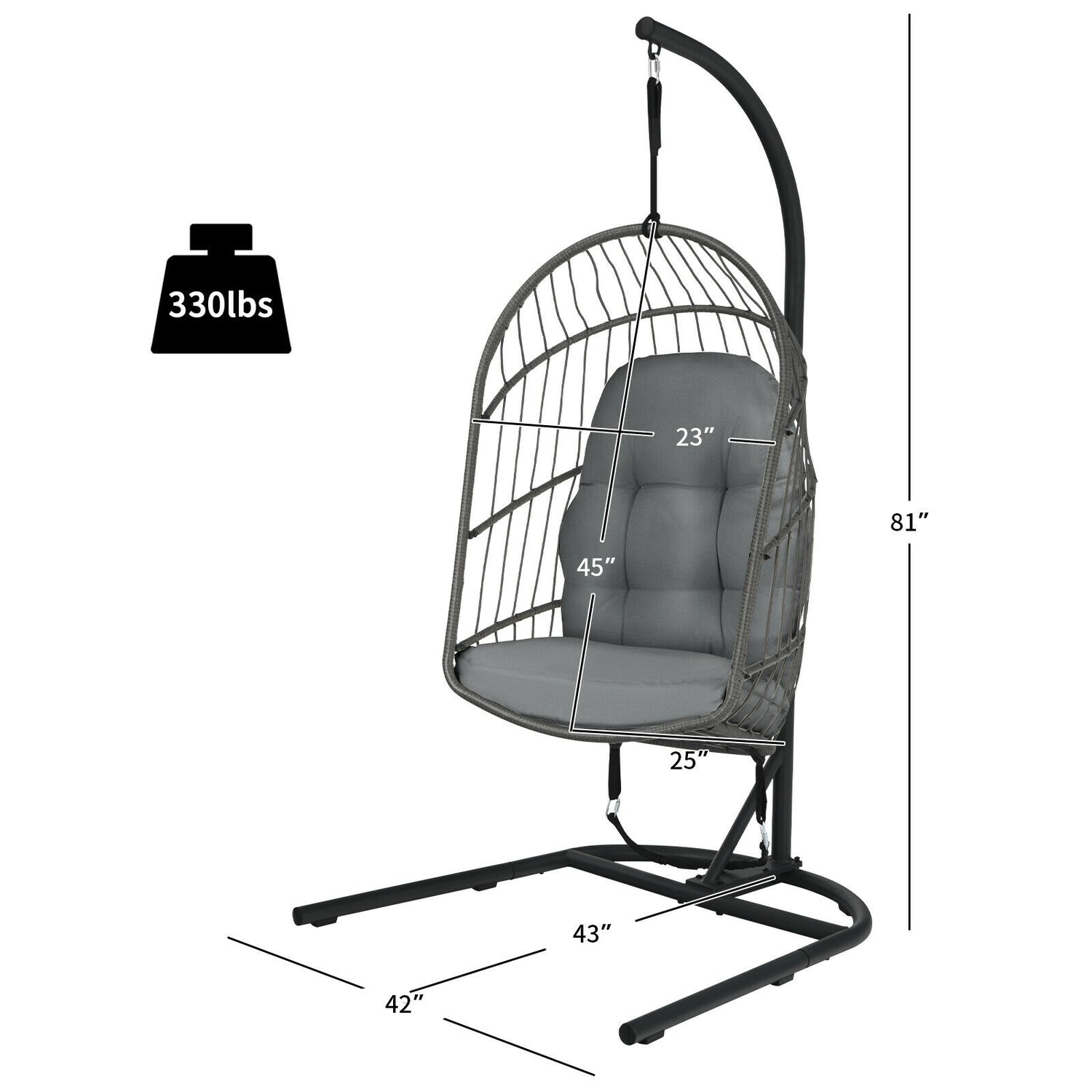 Hanging Wicker Egg Chair with Stand