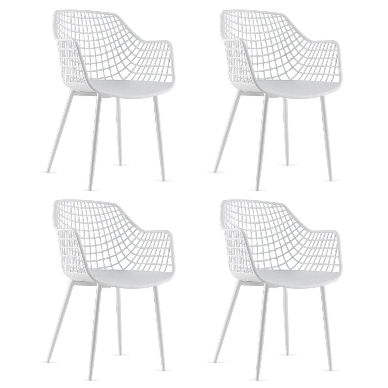 Set of 4 Heavy Duty Modern Dining Chair with Airy Hollow Backrest