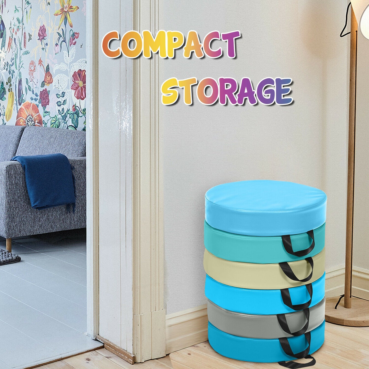 6 Pieces 15 Inch Round Toddler Floor Cushions for Kids
