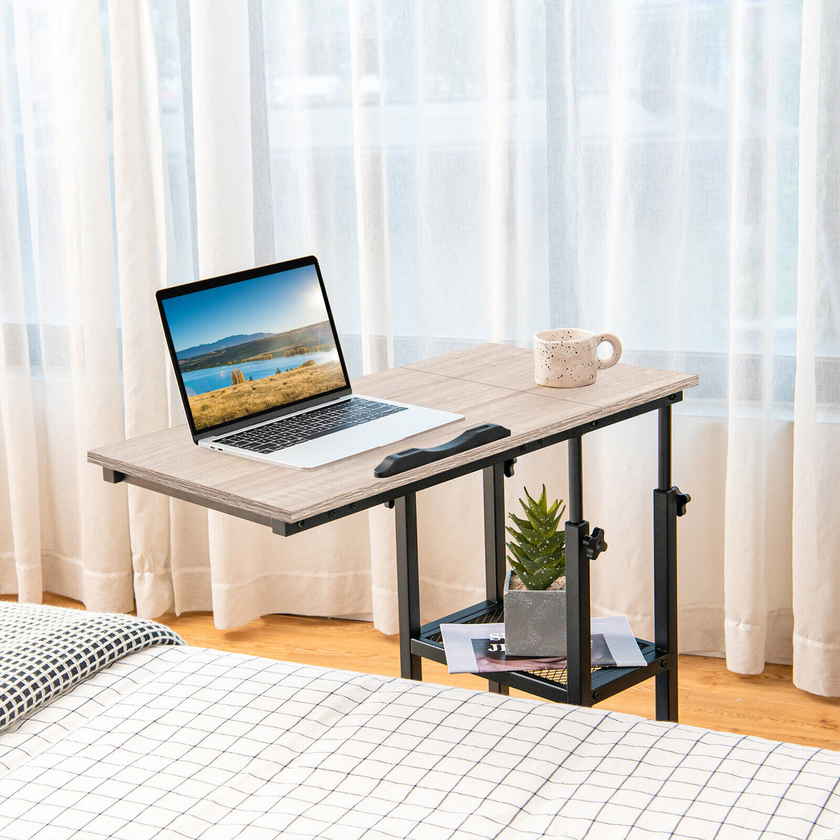 Adjustable C-Shaped Bedside Table