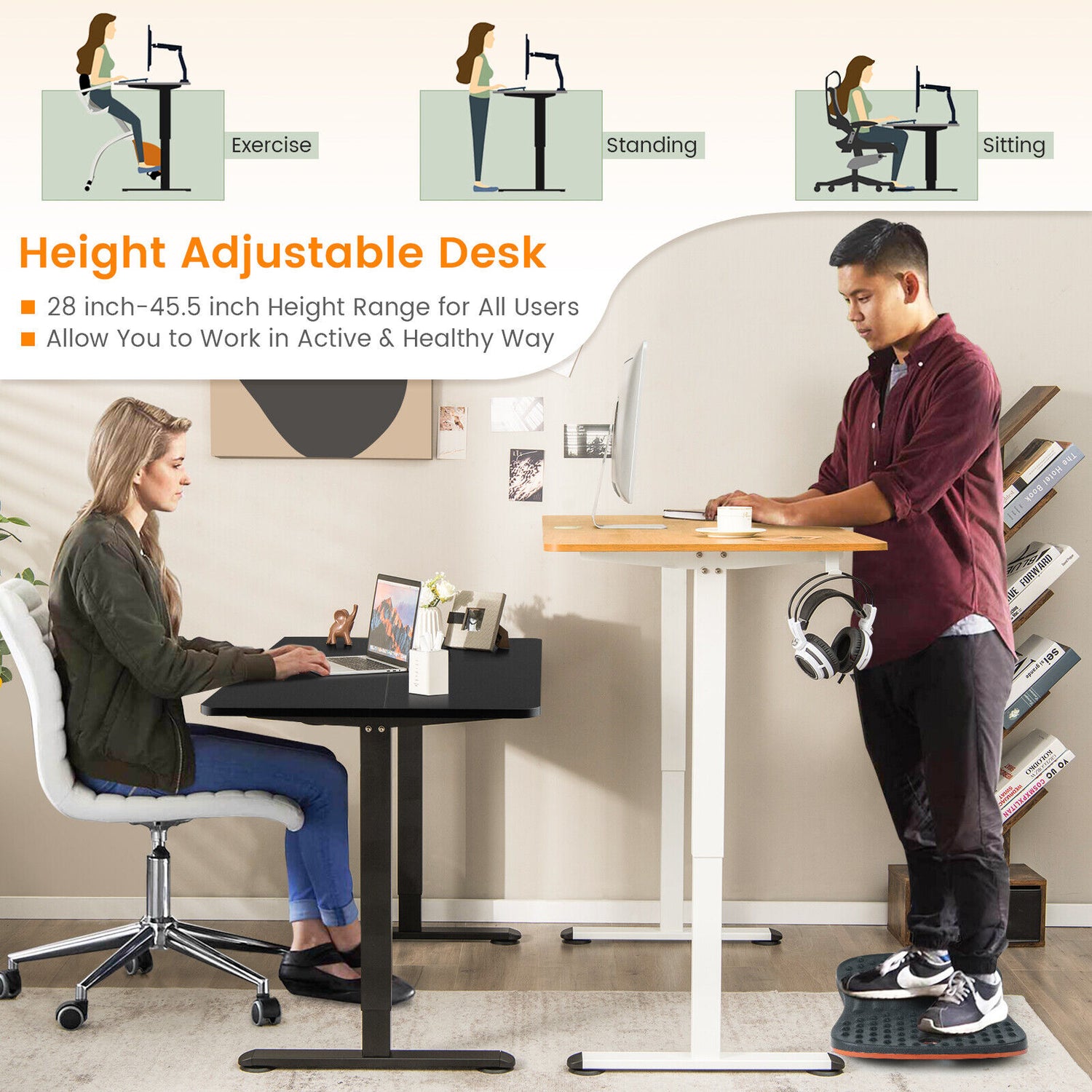 Electric Standing Desk Adjustable Stand up Computer Desk Anti-collision