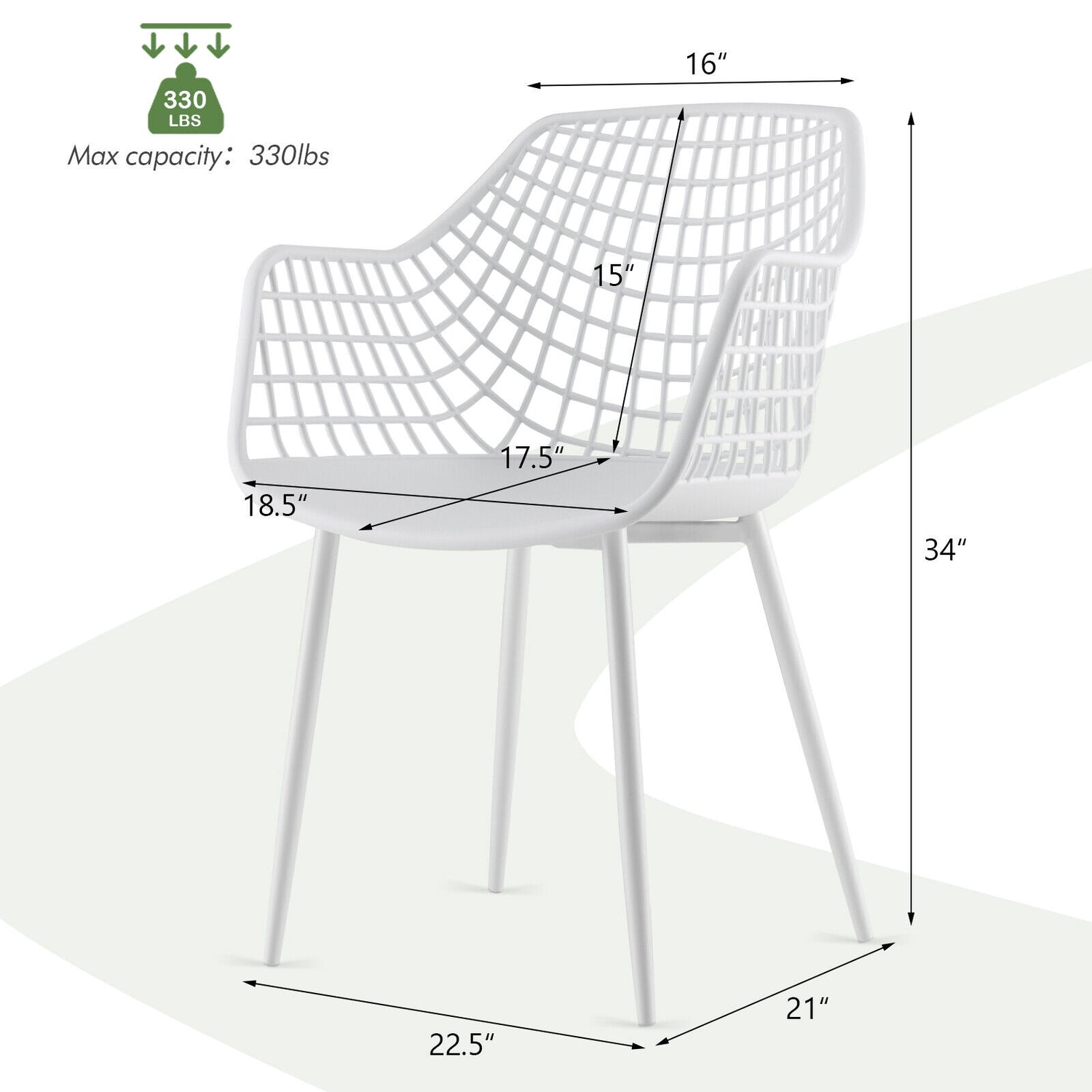 Set of 4 Heavy Duty Modern Dining Chair with Airy Hollow Backrest