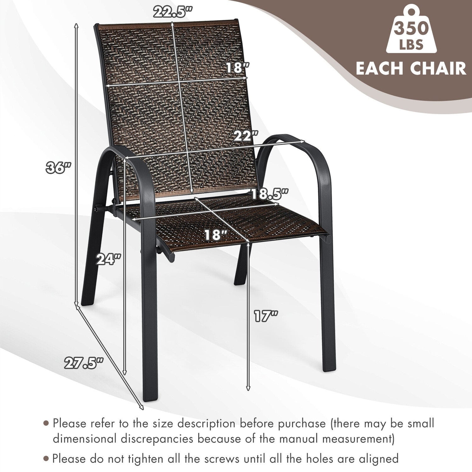 Set of 6 Outdoor PE Wicker Stackable Chairs with Sturdy Steel Frame