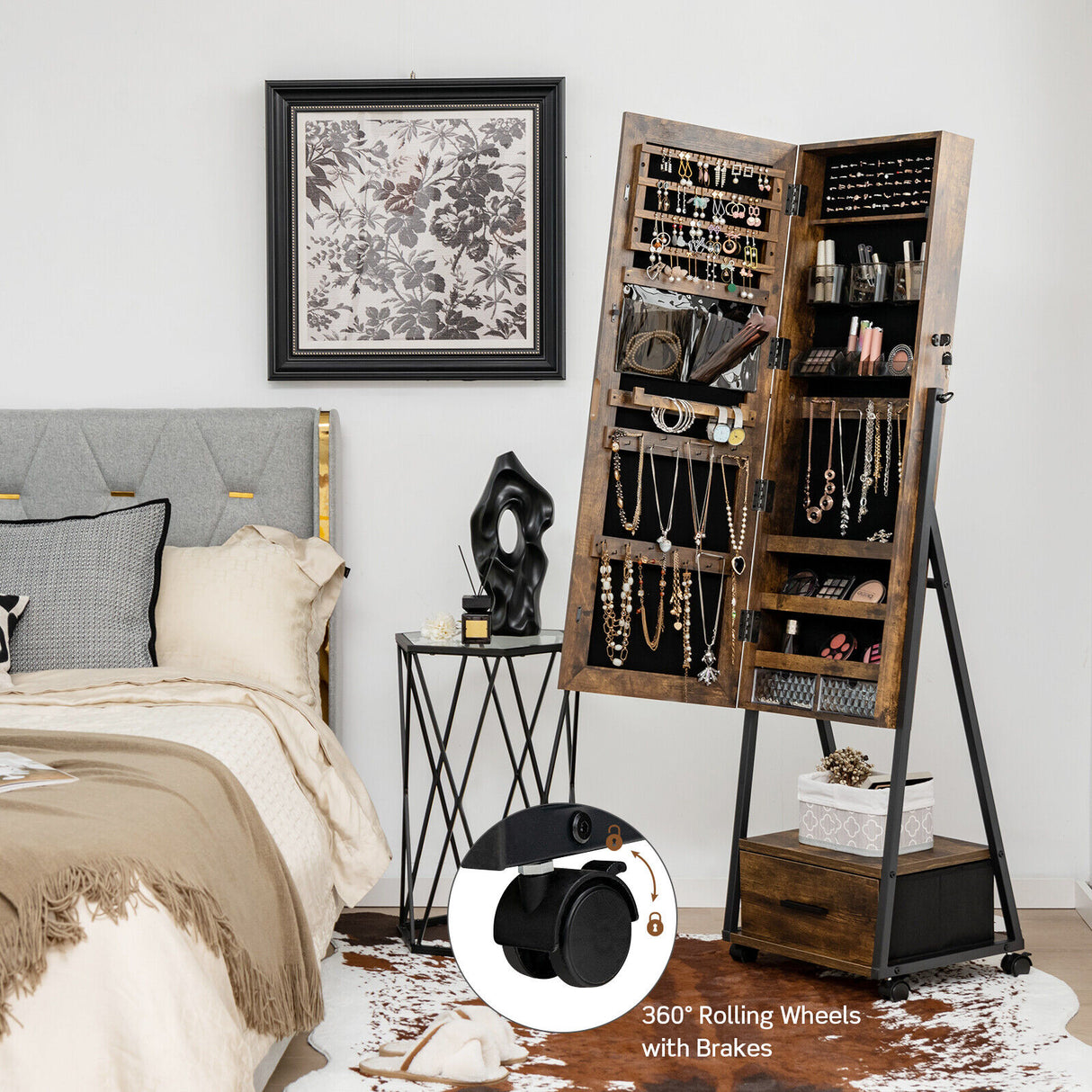 Jewelry Cabinet with Full Length Mirror