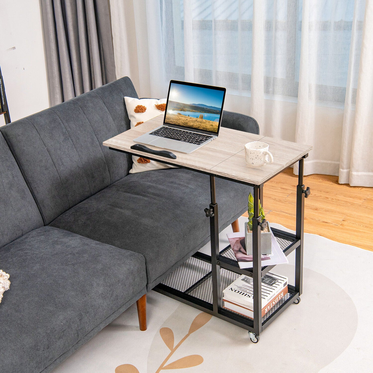 Adjustable C-Shaped Bedside Table