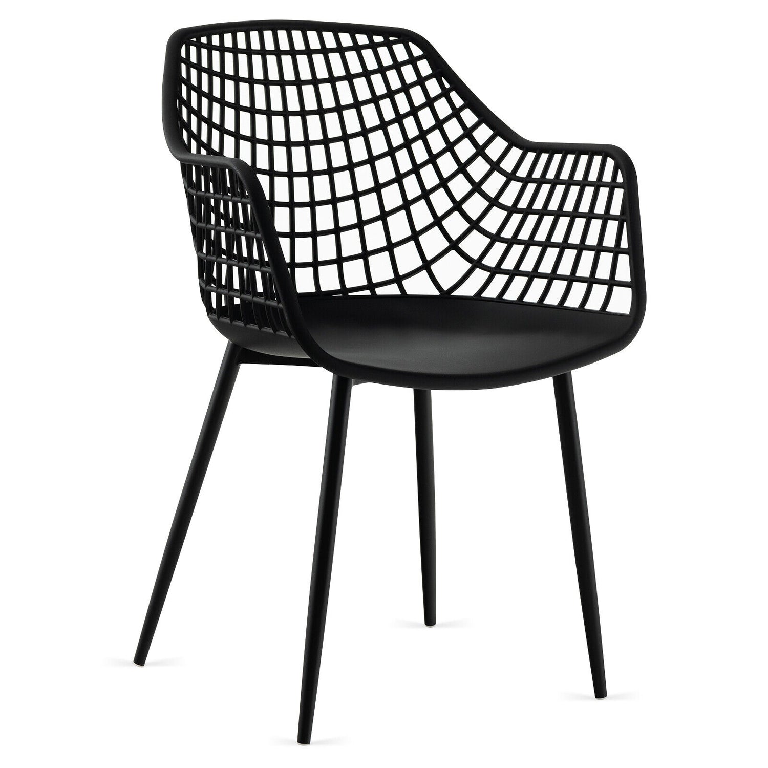 Set of 4 Heavy Duty Modern Dining Chair with Airy Hollow Backrest