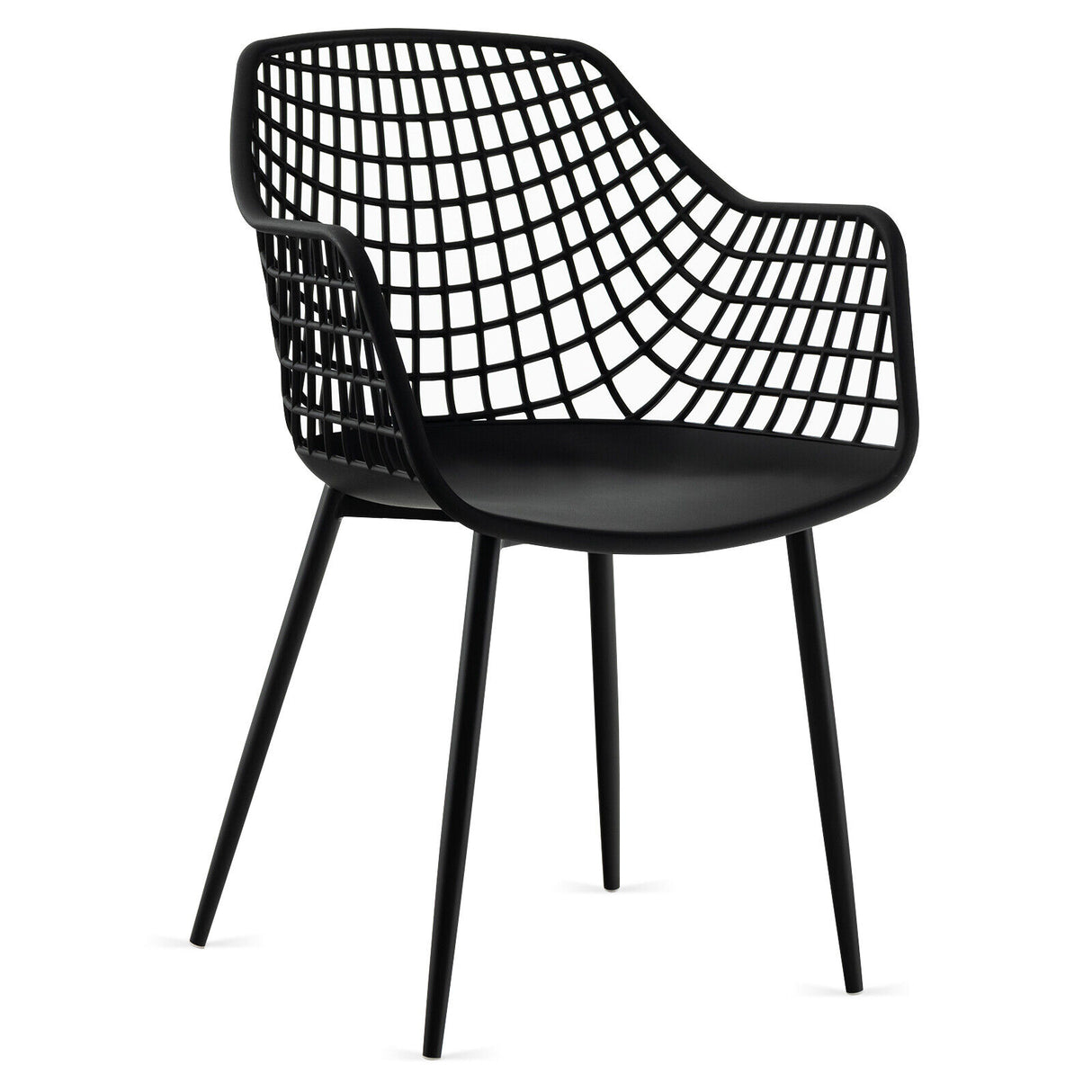 Set of 4 Heavy Duty Modern Dining Chair with Airy Hollow Backrest
