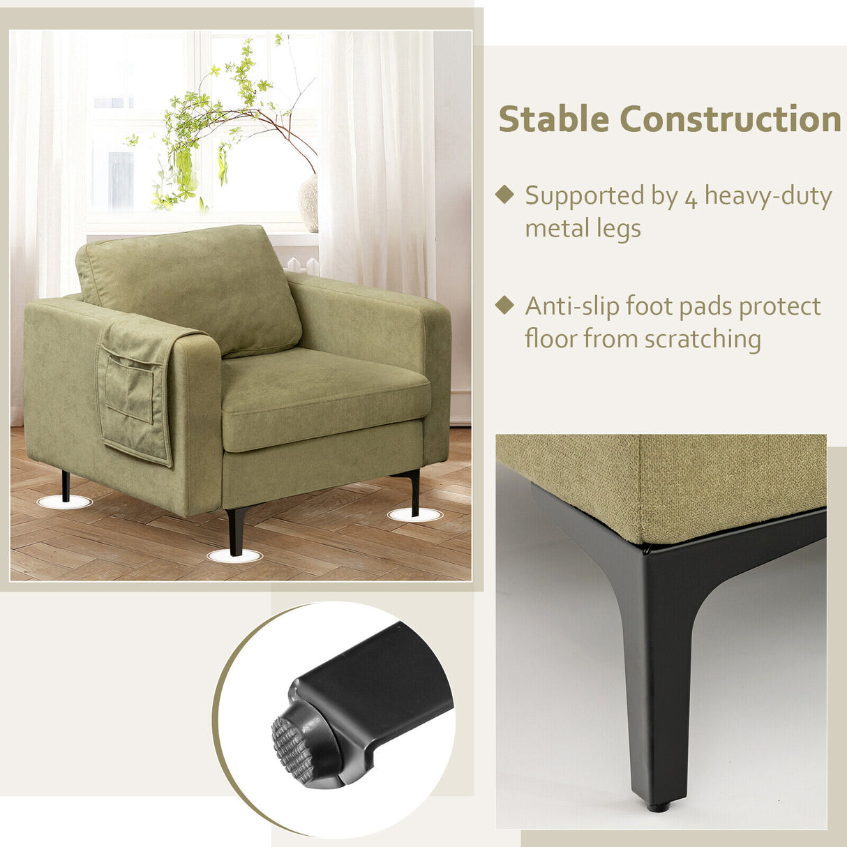 1/2/3/4-Seat Convertible Sectional Sofa with Reversible Ottoman-1