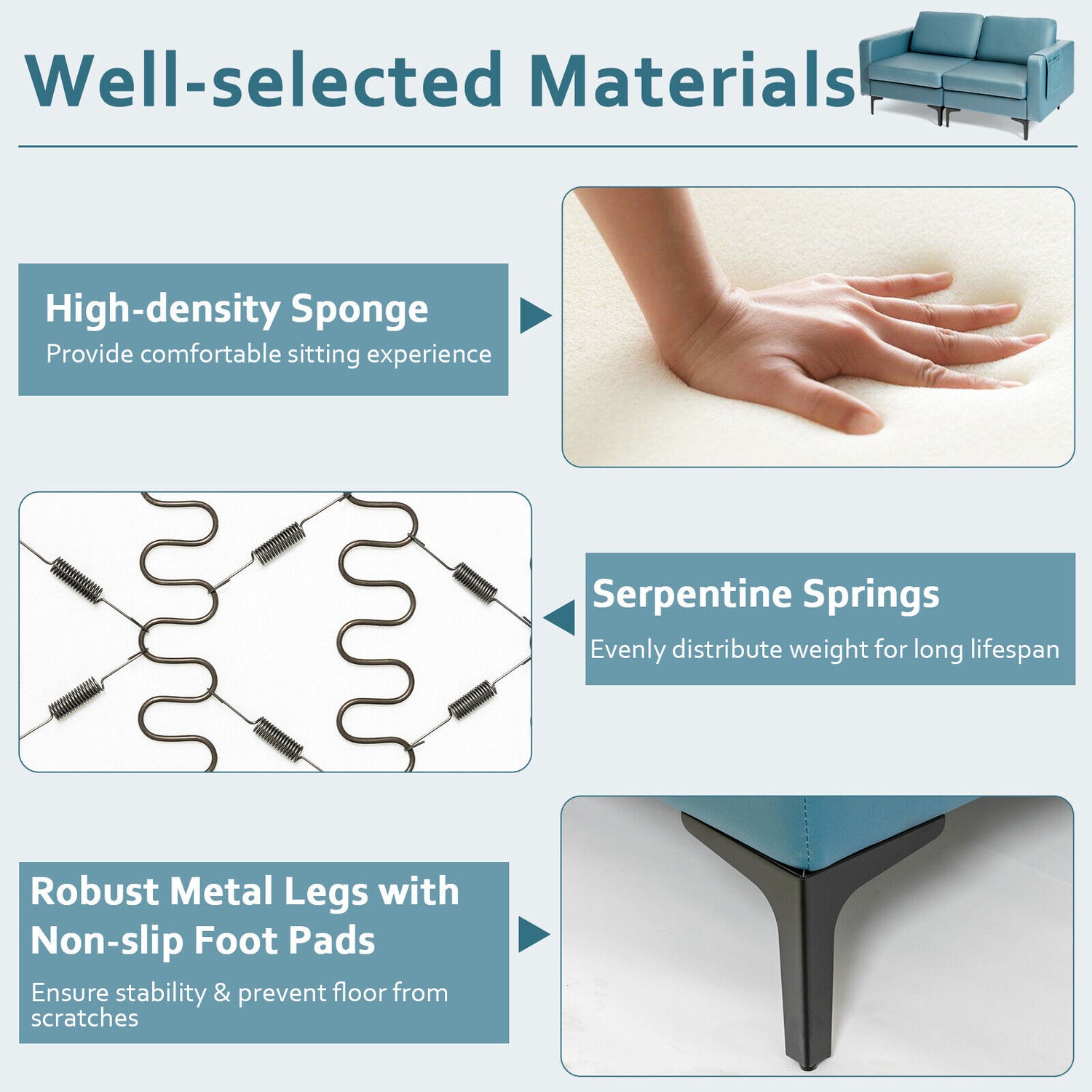 1/2/3/4-Seat Convertible Sectional Sofa with Reversible Ottoman-2