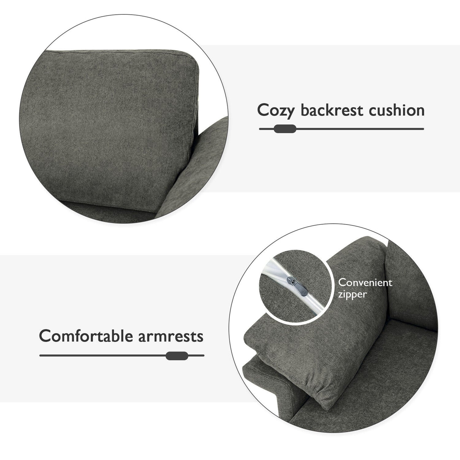 Modern Fabric Accent Armchair with Original Distributed Spring and Armrest Cushions