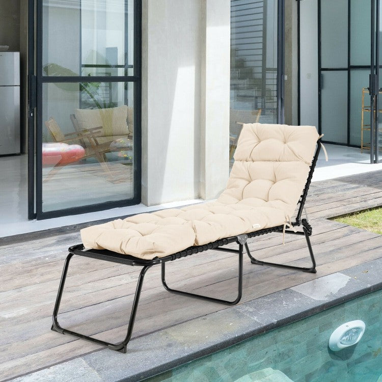 Outdoor Lounge Chaise Cushion with String Ties for Garden Poolside