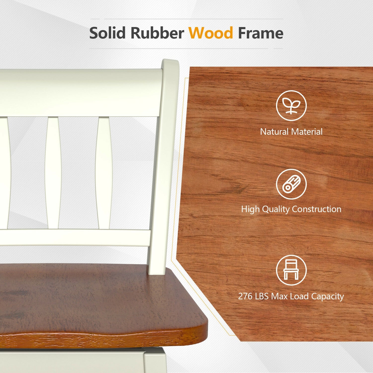 24.5 Inches Set of 2 Swivel Bar Stools with 360° Swiveling