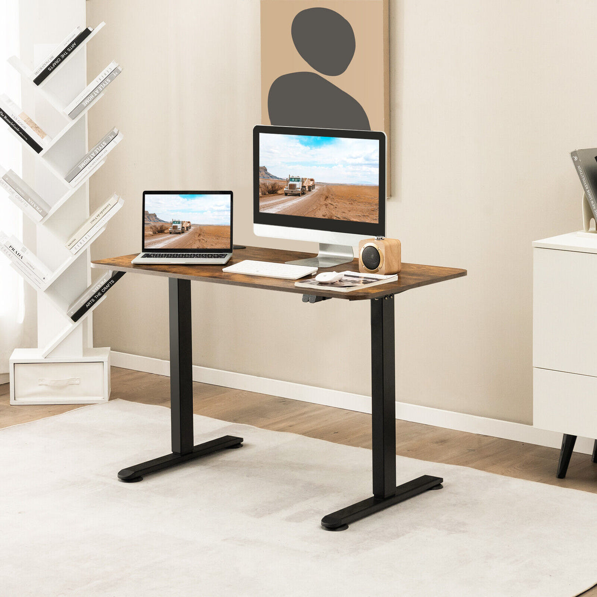 Electric Standing Desk Adjustable Stand up Computer Desk Anti-collision