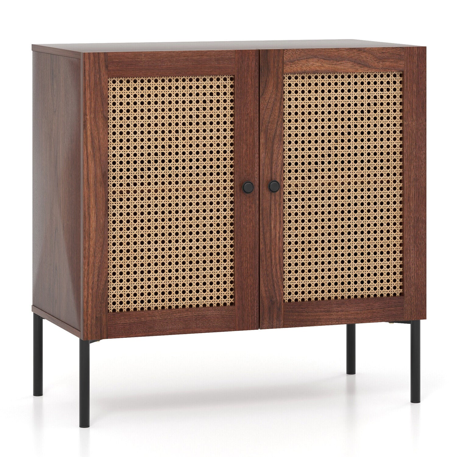 Kitchen Sideboard with 2 Rattan Doors and Adjustable Shelf