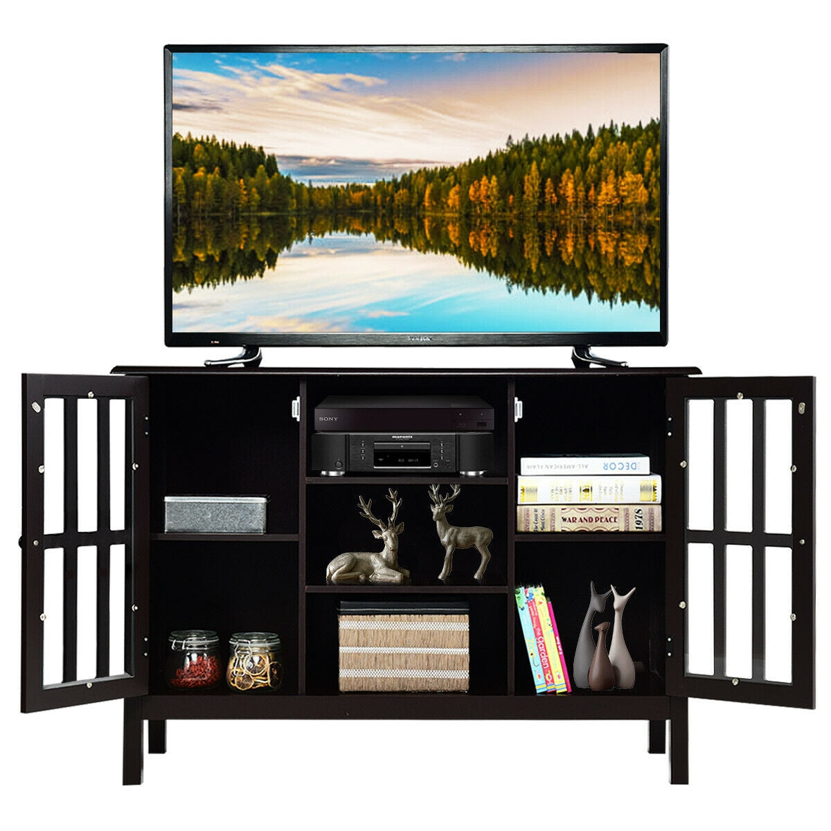 Wooden TV Stand Console Cabinet for 50 Inch TV