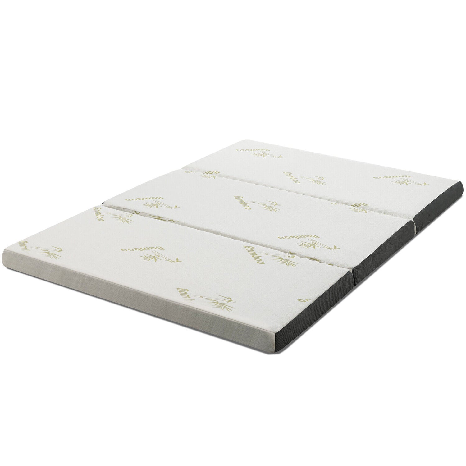 Queen 3 Inch Tri-fold Memory Foam Floor Mattress Topper Portable with Carrying Bag