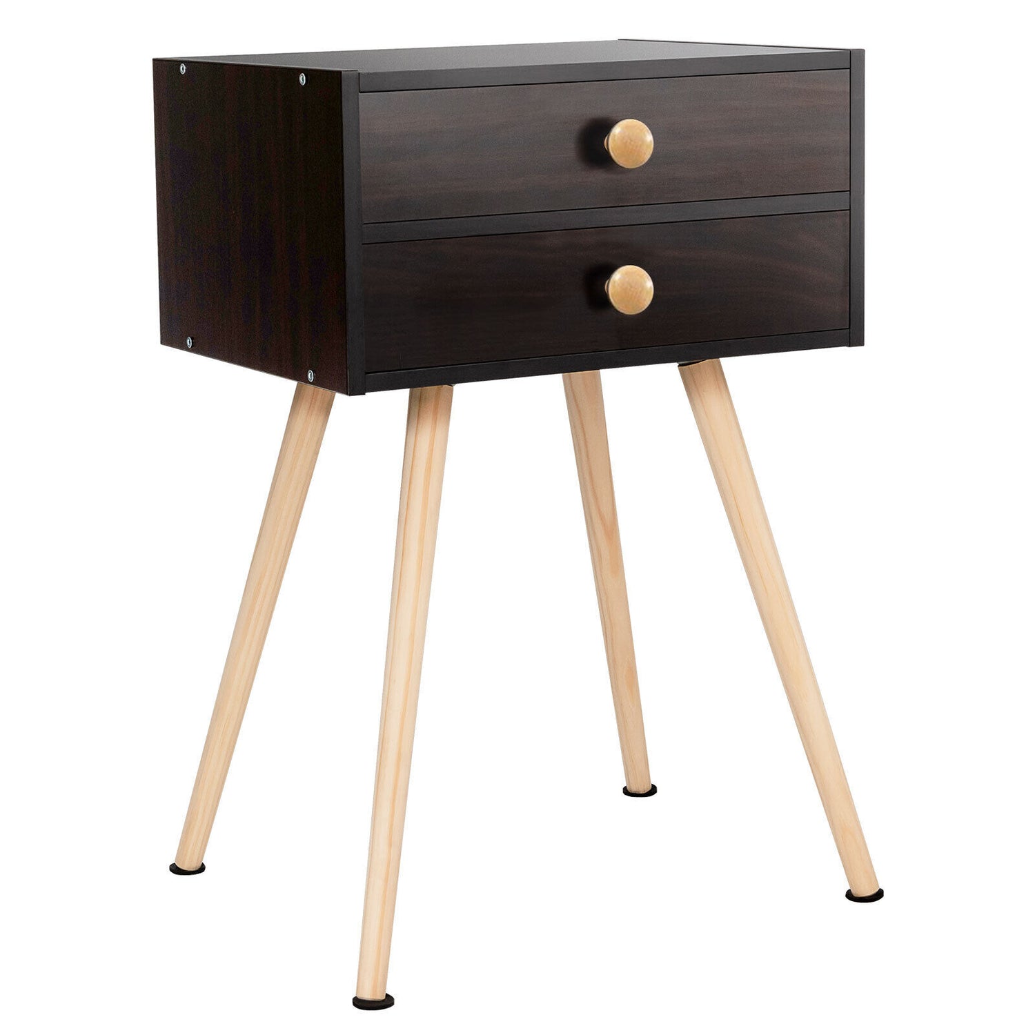 Modern Nightstand Bedside Table Mid Century with 2 Drawers