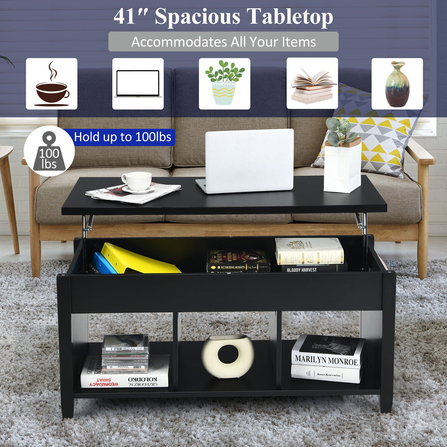 Coffee Table with Hidden Storage Compartment