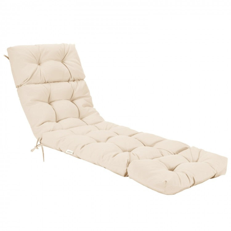 Outdoor Lounge Chaise Cushion with String Ties for Garden Poolside
