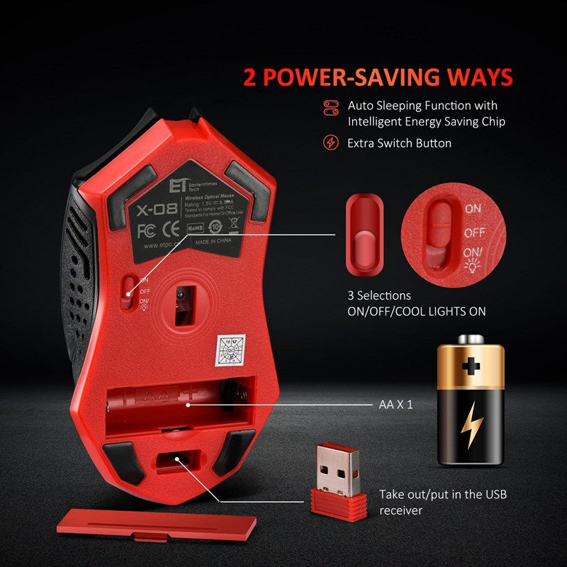 Silent Luminous Wireless Mouse - Power-Saving