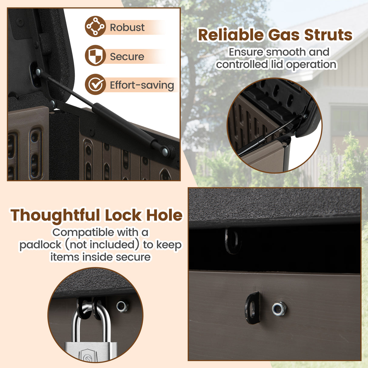 100 Gallon Large Deck Box with Lockable Lid for Patio