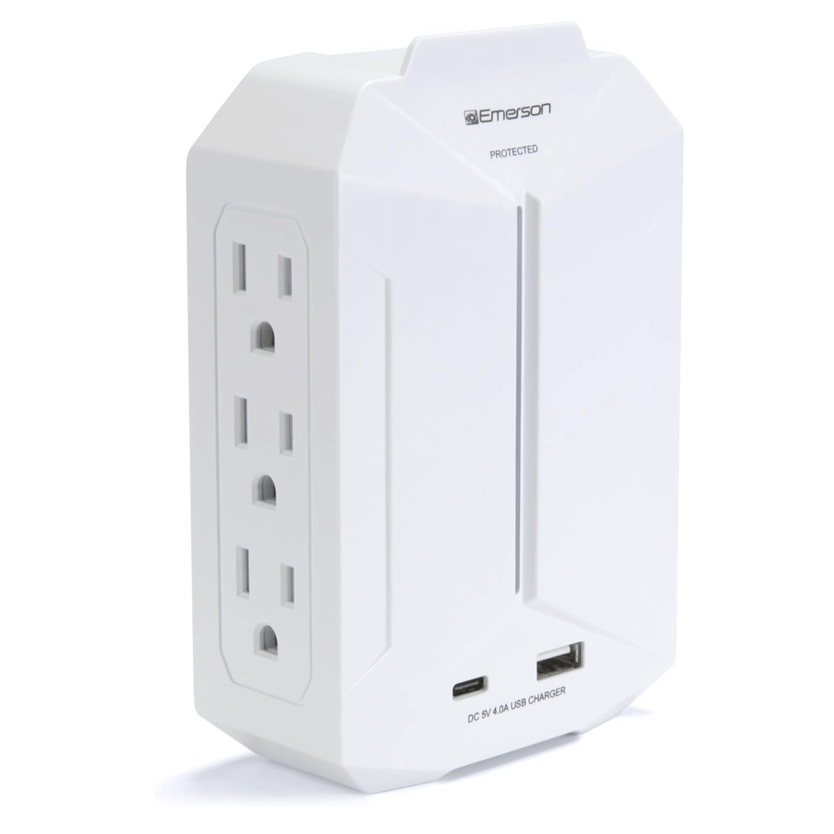Emerson 6-Outlet + USB Wall Charger with Surge Protection and LED Lighting