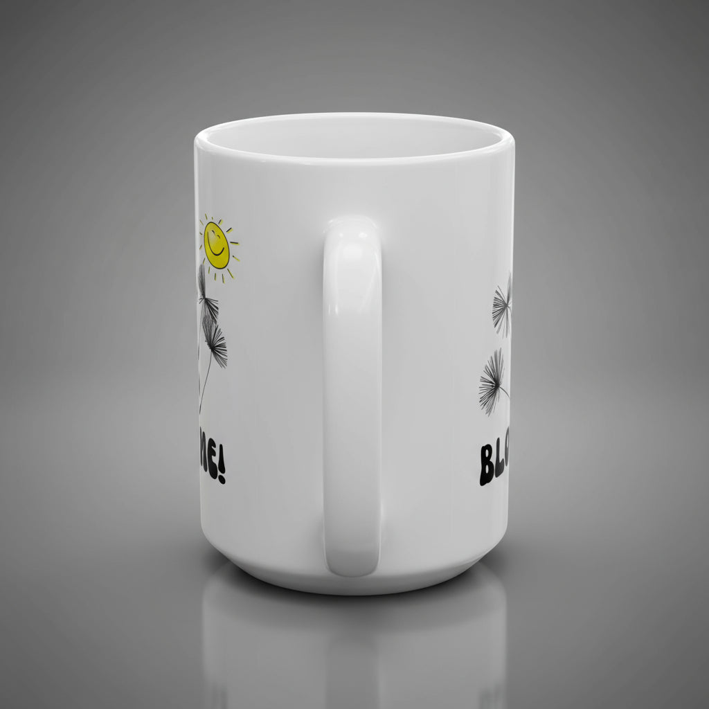 Funny Coffee Mug, 'Blow Me' with Dandelions