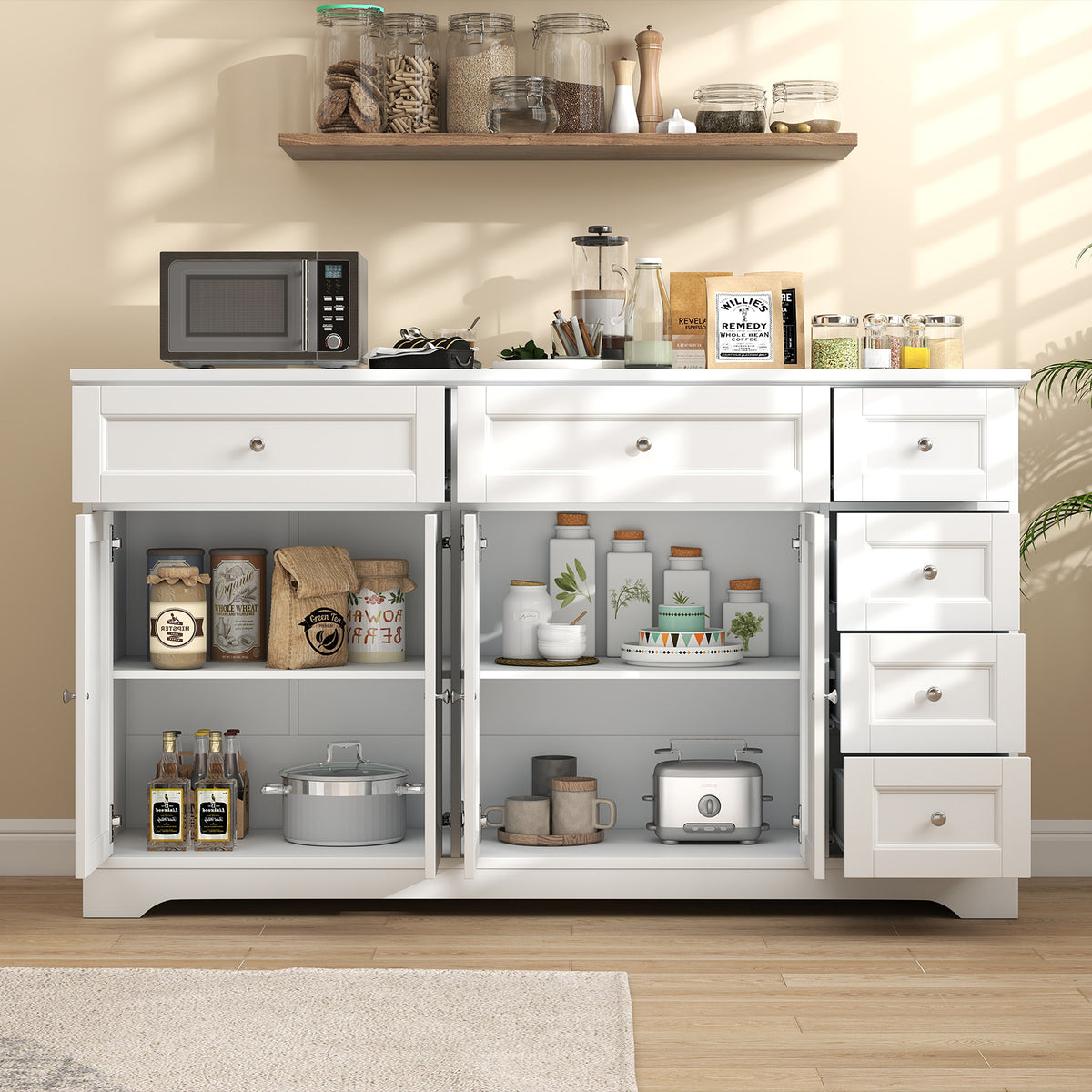 Buffet Sideboard 59" Modern Coffee Bar Station Console Table