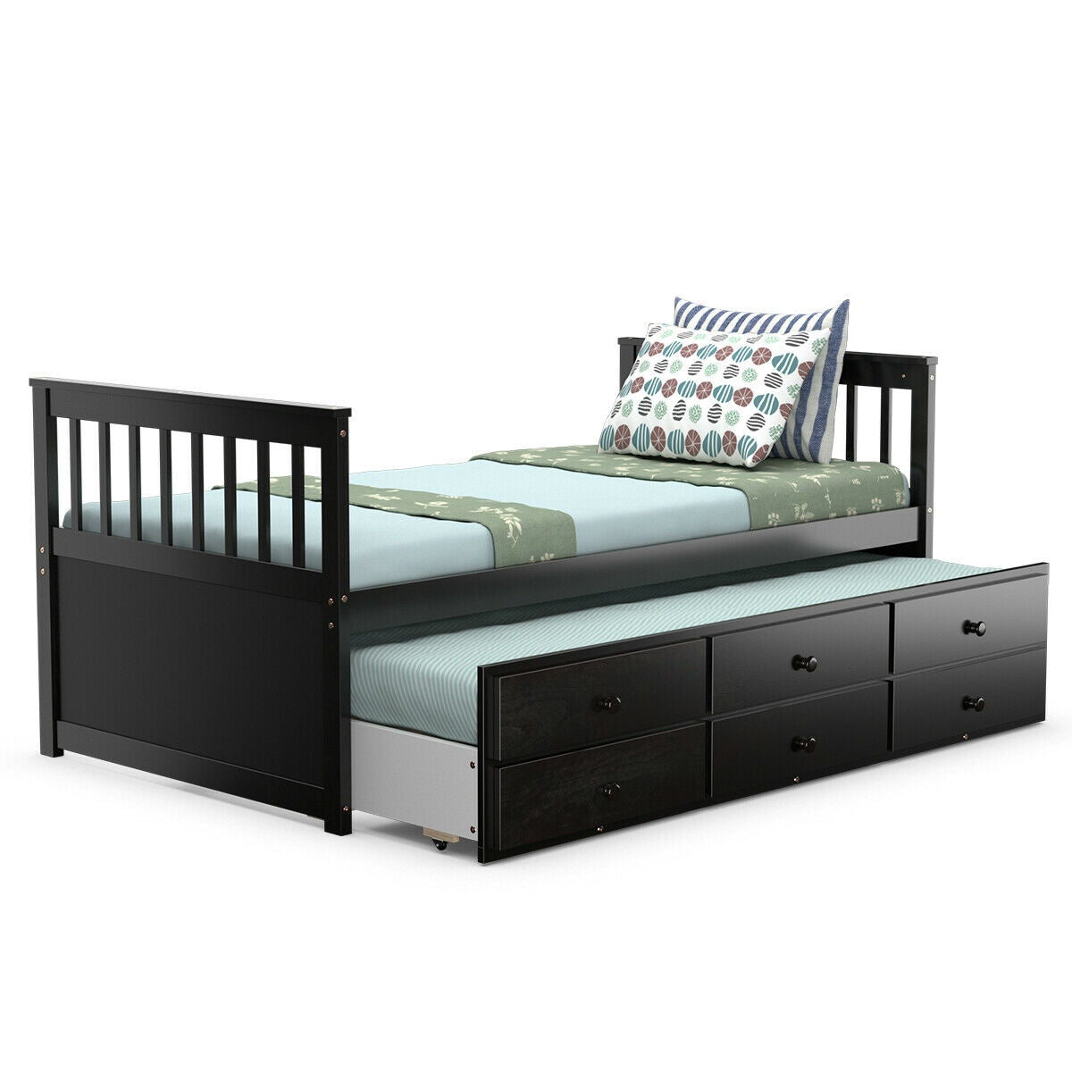 Twin Captainâs Bed with Trundle and 3 Storage Drawers