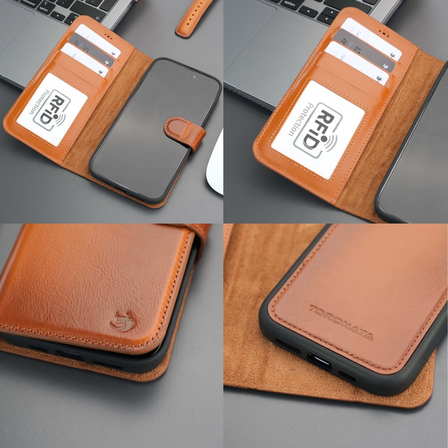 Casper Leather iPhone 15 Pro Wallet Case | Detachable MagSafe Compatible RFID Protection