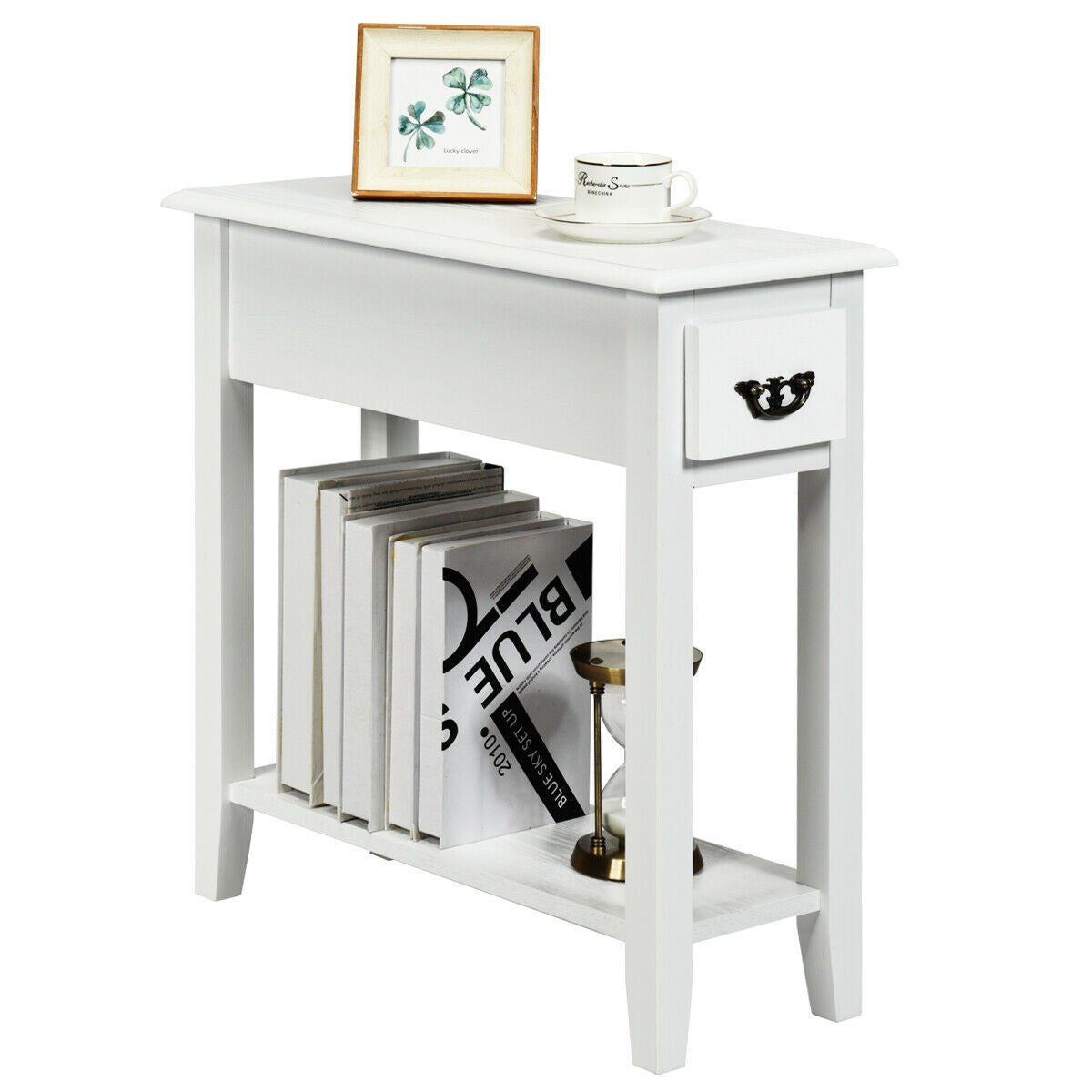 End Table Bedside Sofa End Table Narrow Nightstand with Wooden Legs