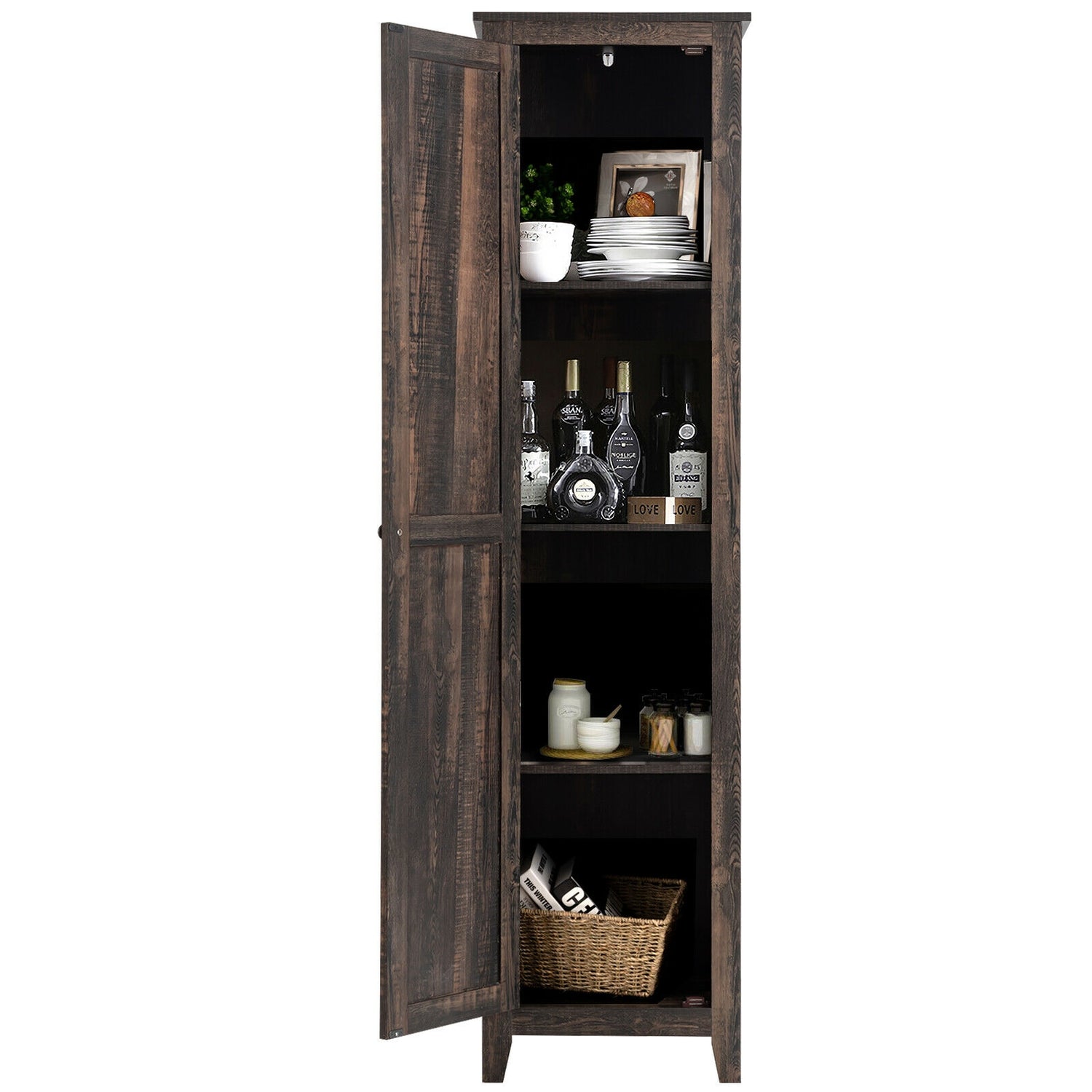 Linen Tower Bathroom Storage Cabinet Tall Slim Side Organizer with Shelf