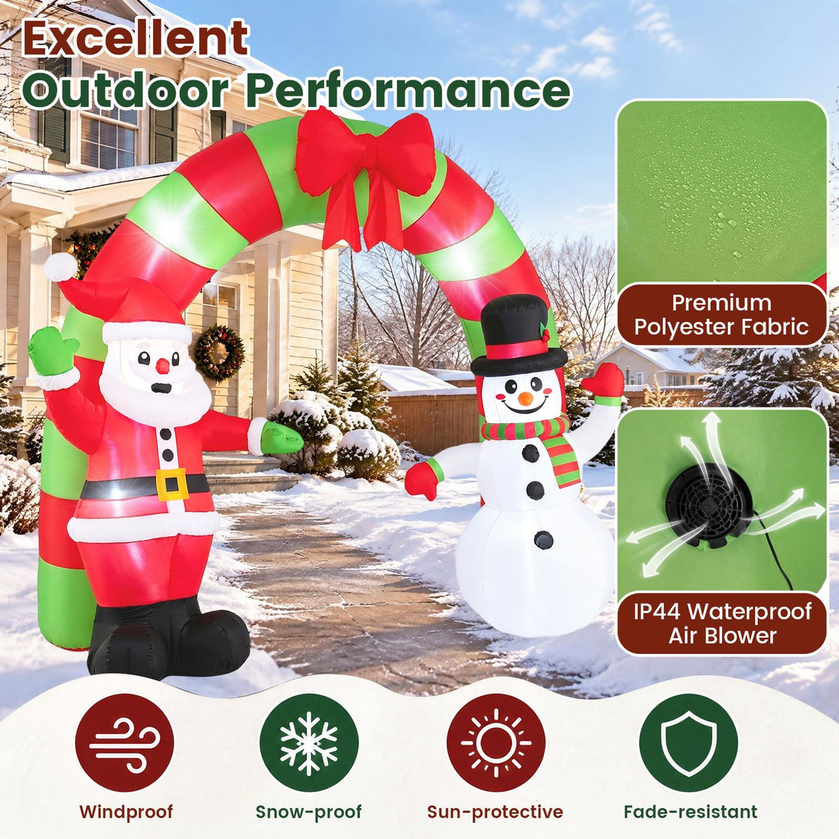 10 FT Christmas Inflatable Archway Outdoor Decoration for Holiday Decor