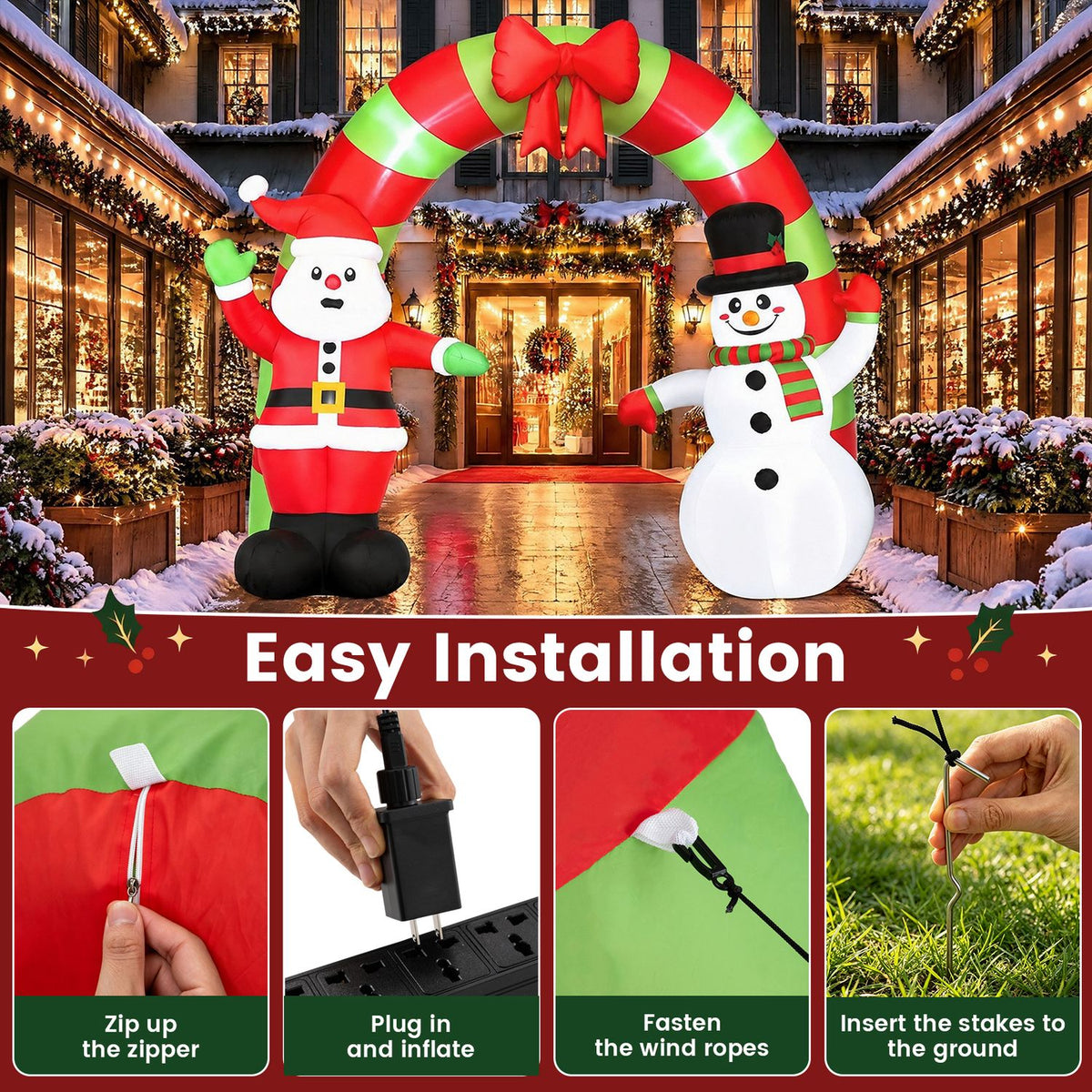 10 FT Christmas Inflatable Archway Outdoor Decoration for Holiday Decor