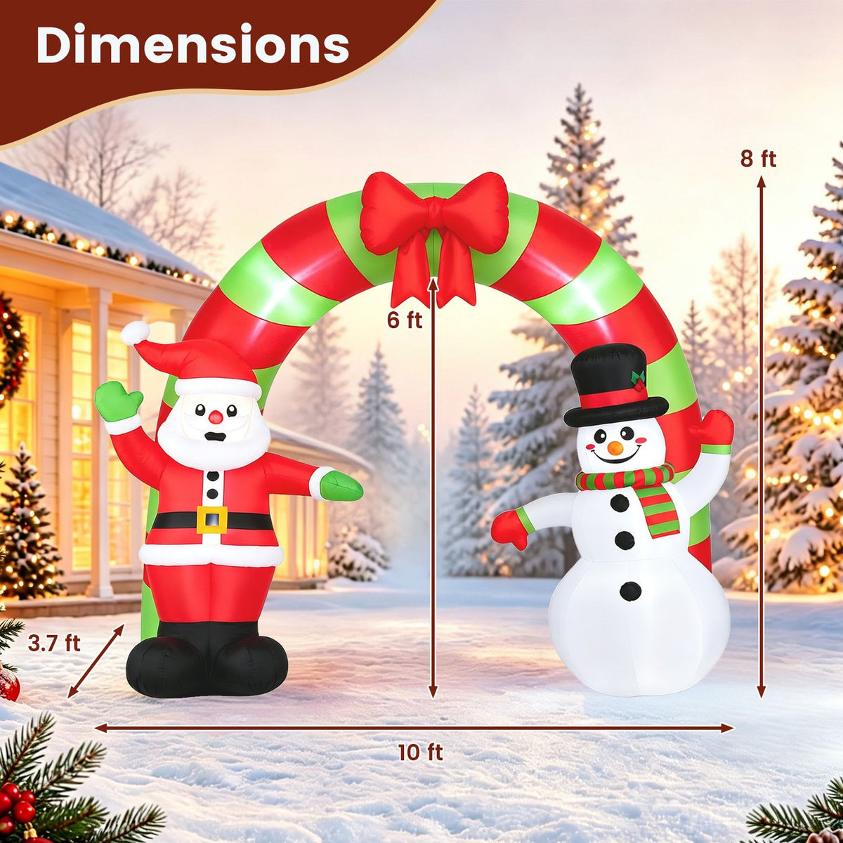 10 FT Christmas Inflatable Archway Outdoor Decoration for Holiday Decor